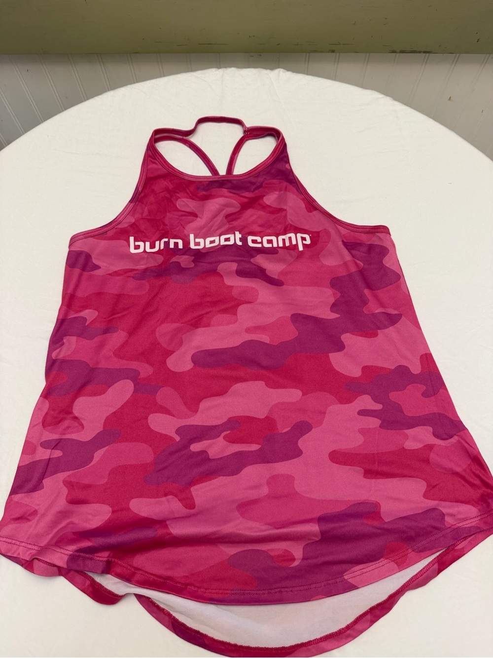 Burn Boot Camp Pink Camo Racerback Training Tank
